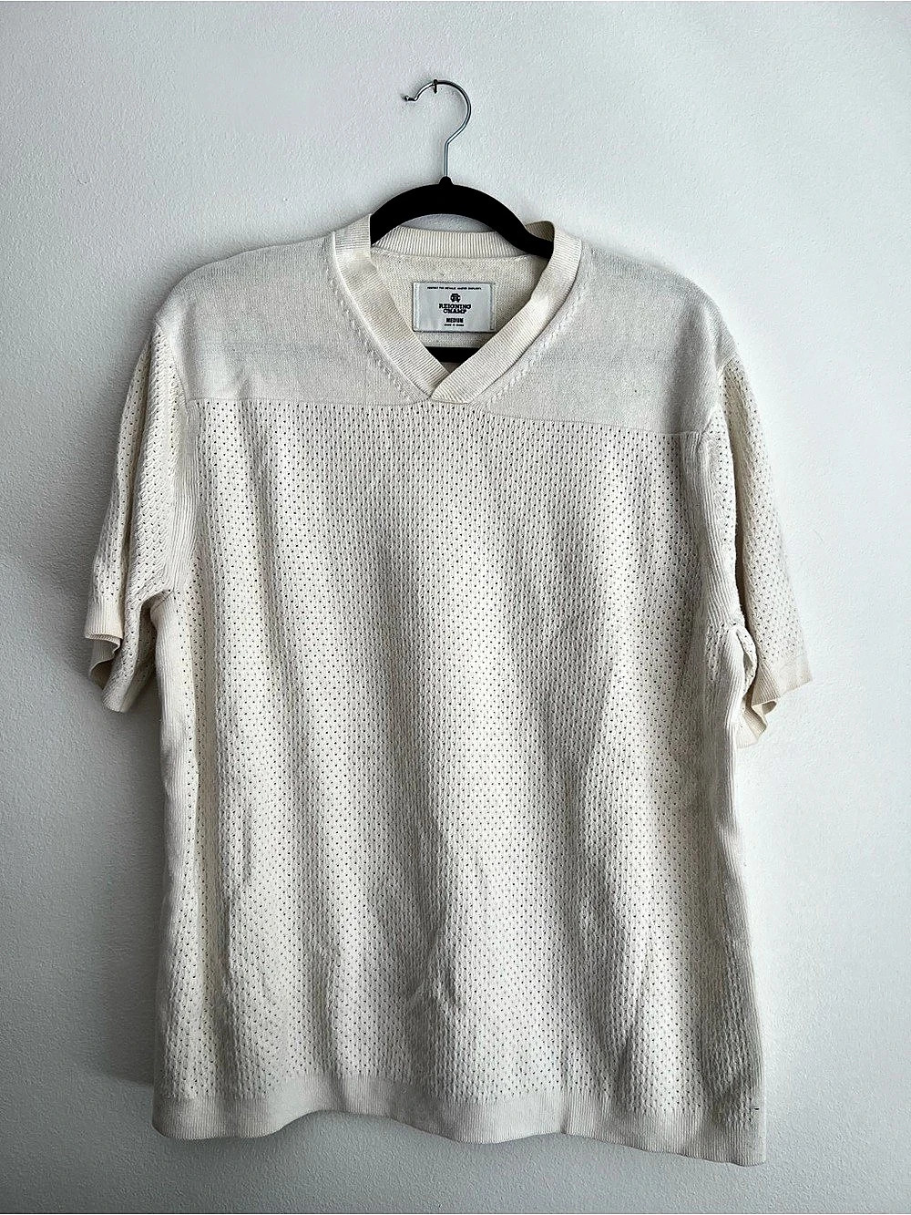 Reigning Champ V-Neck Knit Cream Medium Like New